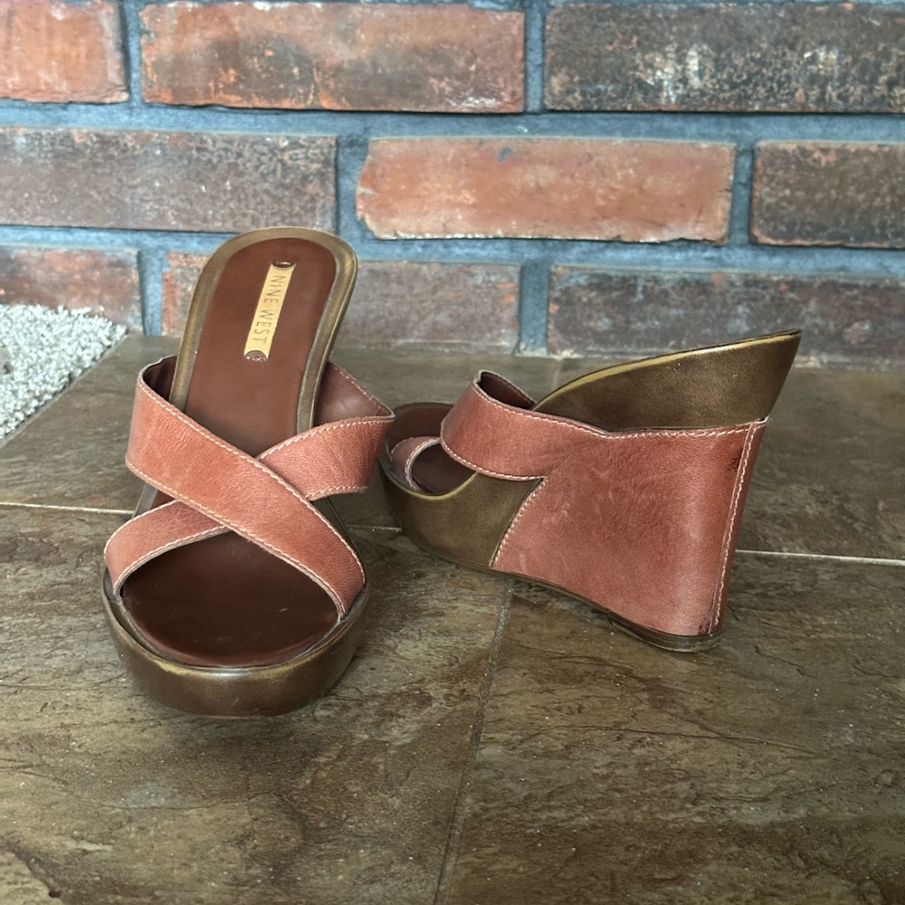 Brown Wedge Sandals - Picture 2 of 9